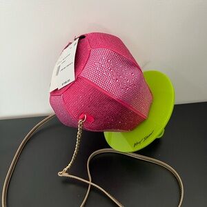 Betsey Johnson Hot Pink Rhinestone Ring Pop Bag